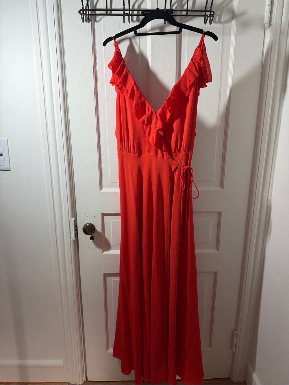 Ralph Lauren Coral Ruffle Wrap Maxi Dress